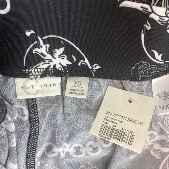 EST 1948 Black & White Floral Chain Print Belted Palazzo Wide Leg Pants XS NEW - Picture 6 of 7